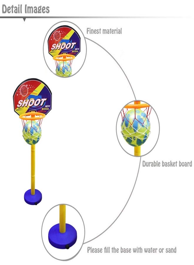 Boxo Kids Adjustable Basketball Set with Stand and Ball Kids Indoor and Outdoor Toys for Gifting on Birthday (Basket Ball M1) Multicolor - Image 2